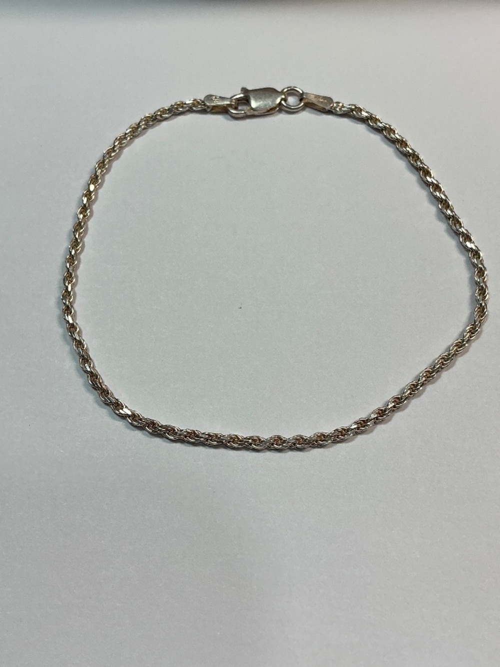 Sterling Silver Rope Style Bracelet. 7.5 inches long